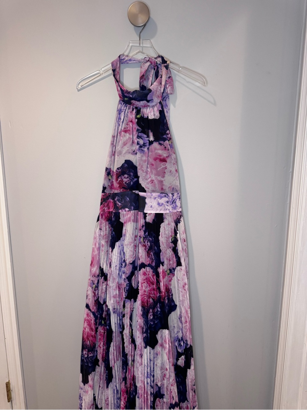 Eliza J Pink and Purple Floral Halter Maxi Dress